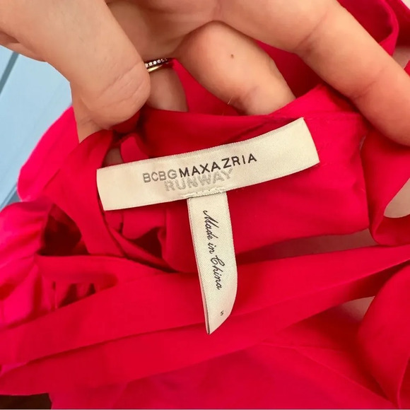 BCBG Max Azria Women's Hot Pink Oversized Flowy Tie Back Blouse - Picture 8 of 9